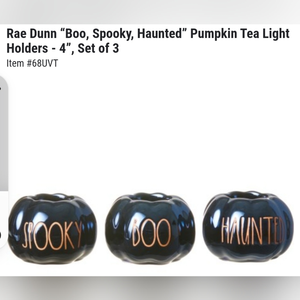 NWT Rae Dunn 3pc set of pumpkin tea light candle holders
